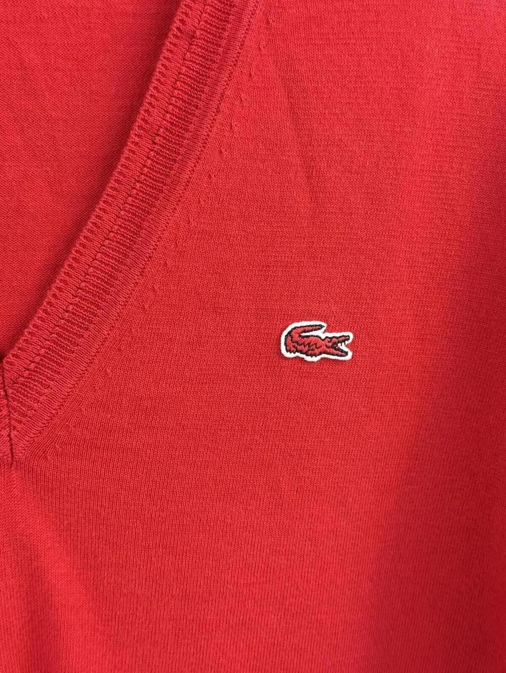 Lacoste Men's 100% Cotton Classic Red V-Neck Sweater - Size - EU 42